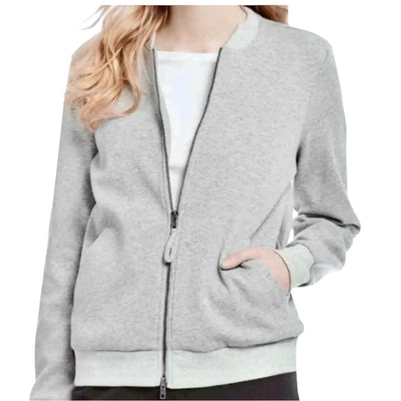 Eileen Fisher Jackets & Blazers - Eileen Fisher Gray Organic Cotton Knit 2 Way Zip Bomber Jacket X